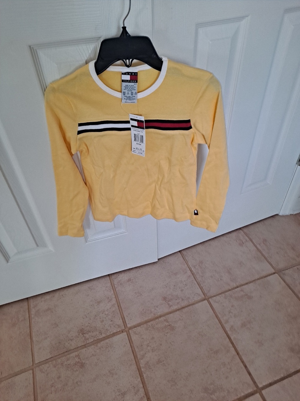 Tommy Hilfiger Kids Yellow Long-Sleeve Crew with Stripe Detail